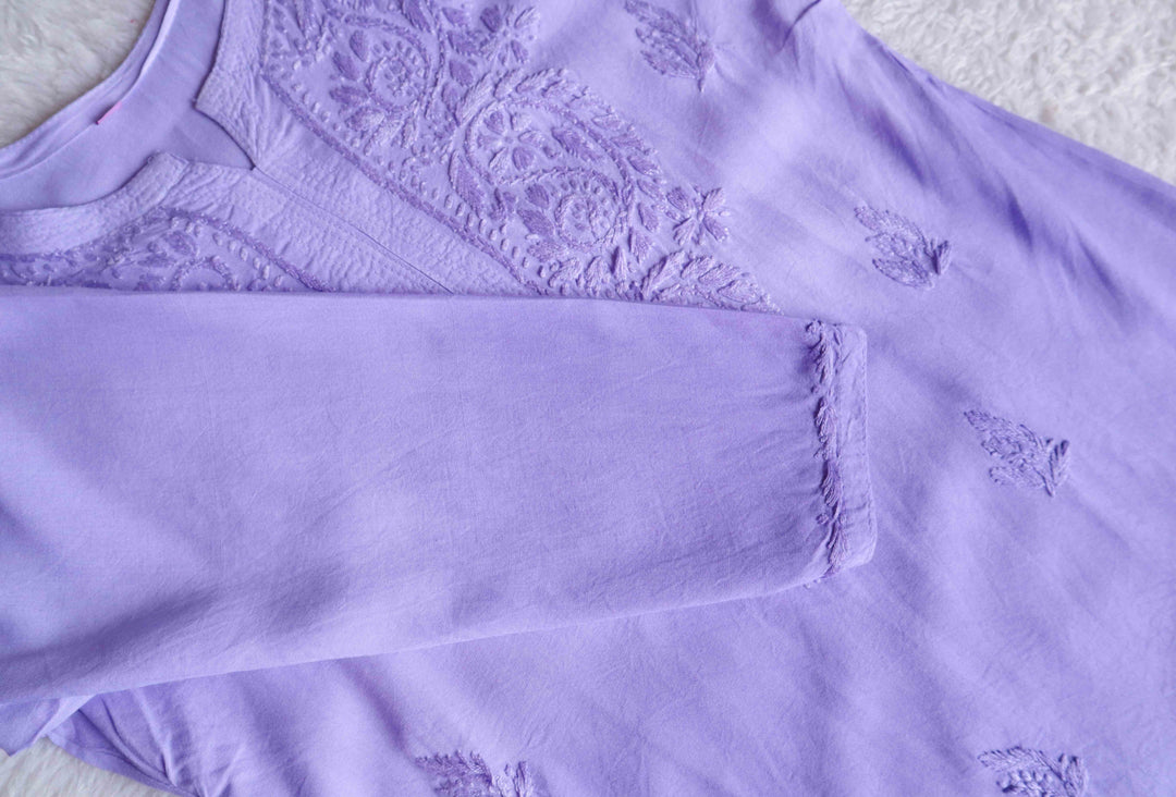 Farhaa Lavender Short Rayon Kurta