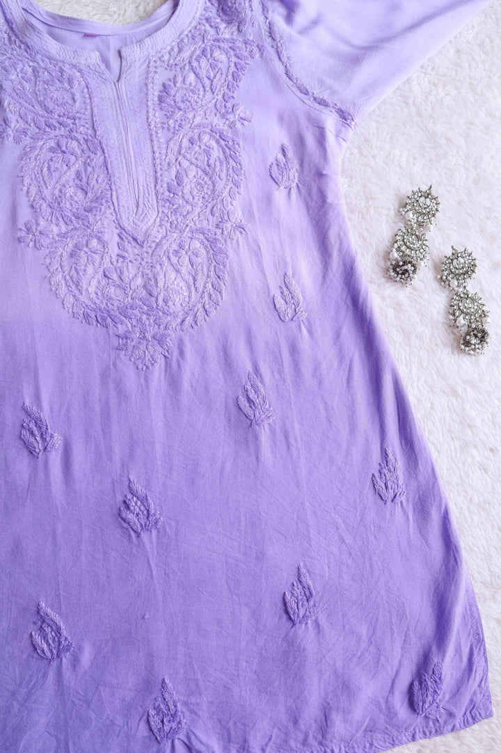 Farhaa Lavender Short Rayon Kurta