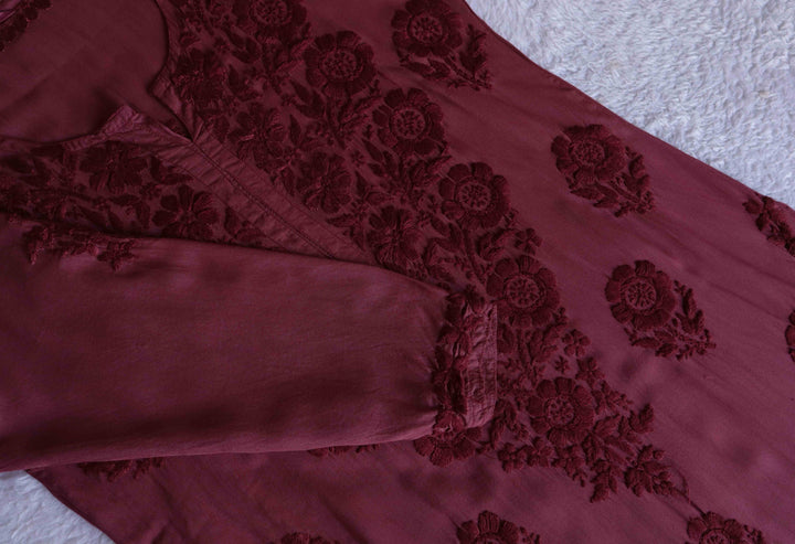 Nazakat Maroon 2 piece Modal set