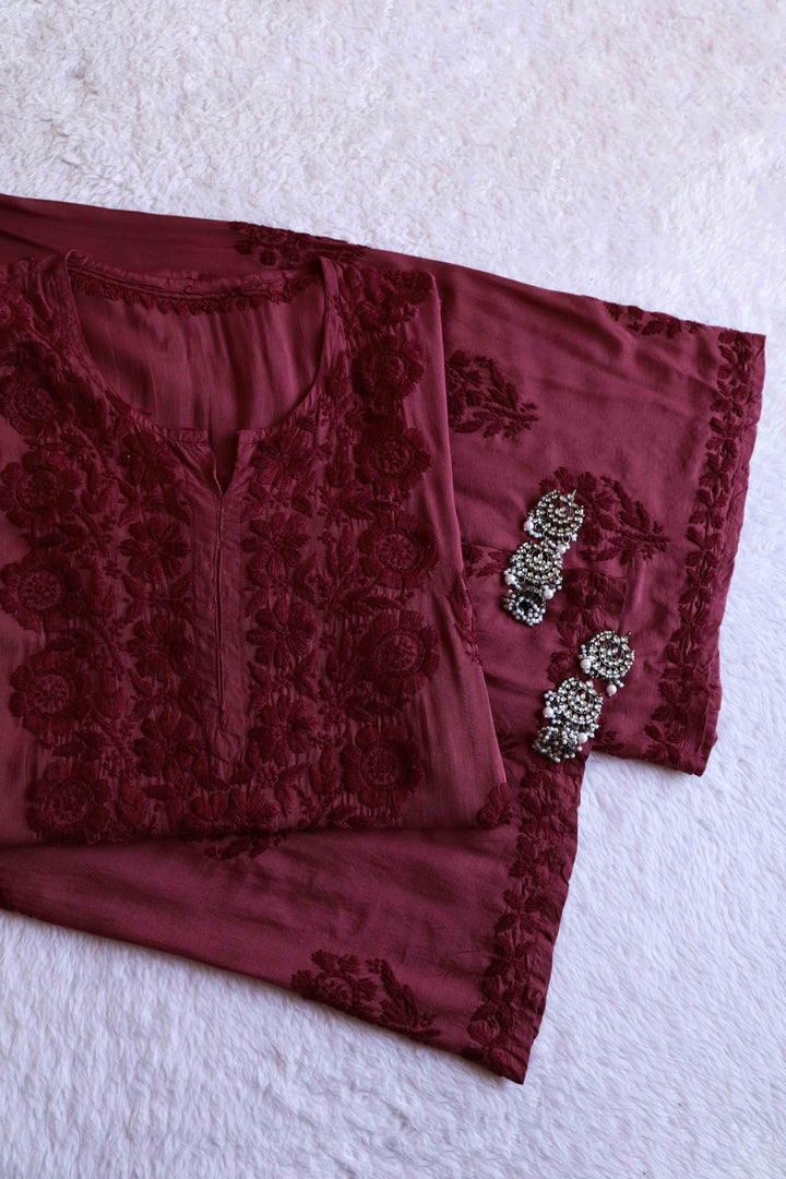 Nazakat Maroon 2 piece Modal set