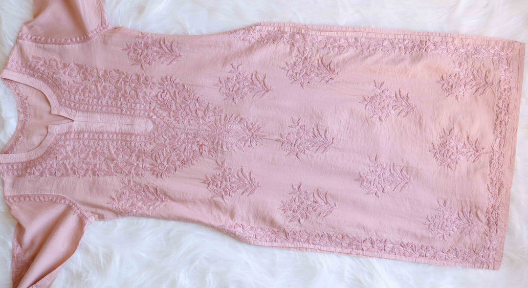 Hoor Dusty Pink Chanderi Mukaish Kurta