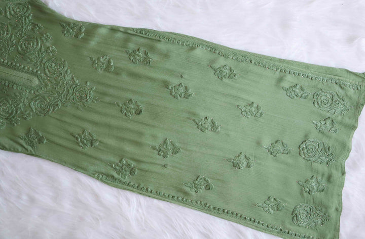 Hoor Olive Green Pure Chiffon Kurta