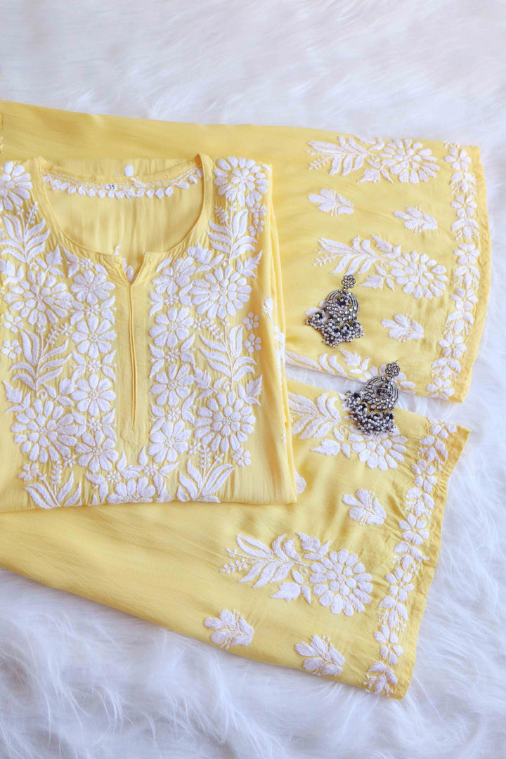 Haya Pastel Yellow Rayon Kurta Pant set