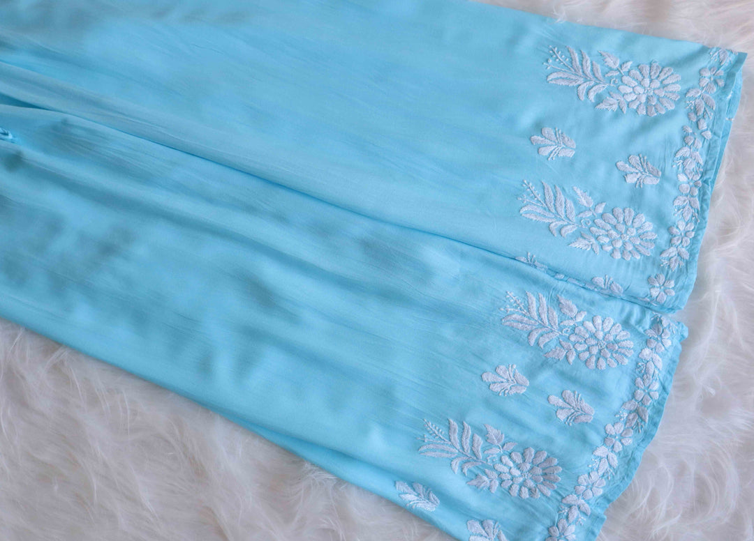 Haya Sky Blue Rayon Kurta Pant set