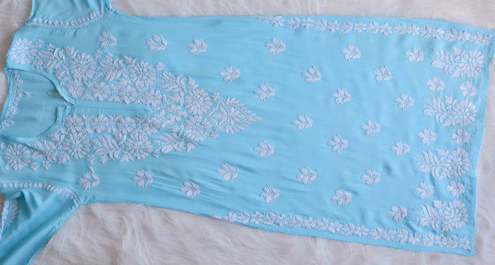 Haya Sky Blue Rayon Kurta Pant set