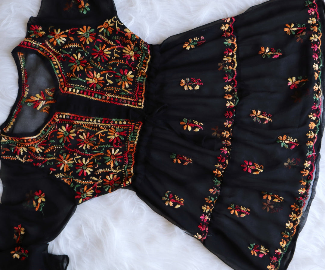 Black & Multi Georgette frock