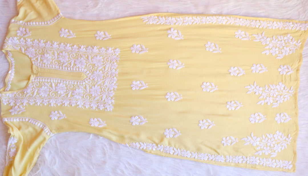 Pastel Yellow Rayon Kurta Pant set