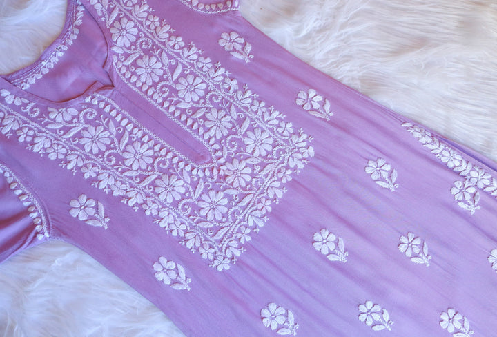 Zahrah Lavender Rayon Kurta Pant set