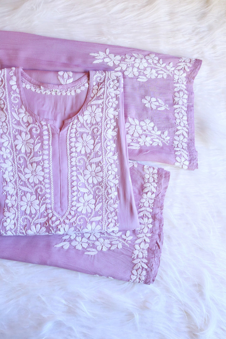 Zahrah Lavender Rayon Kurta Pant set