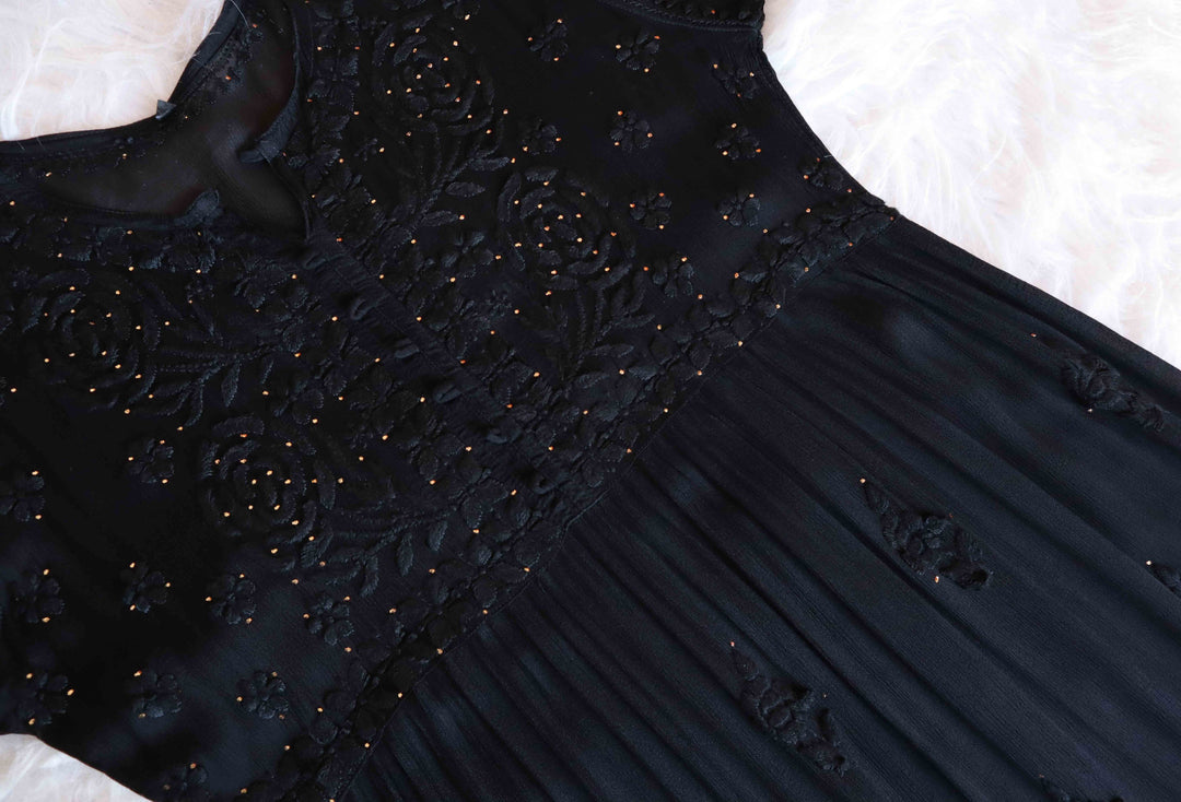 Hoor Black Pure Chiffon Dress