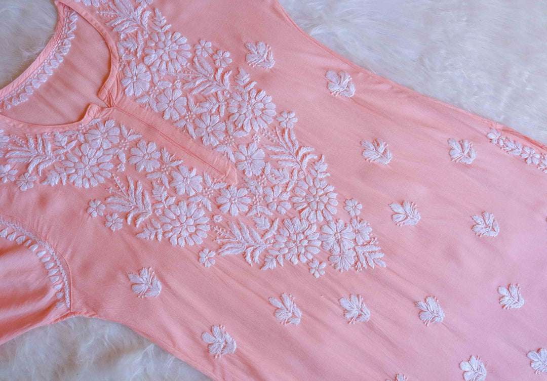 Haya Peach Rayon Kurta Pant set