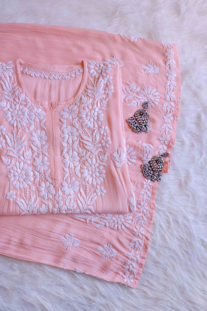 Haya Peach Rayon Kurta Pant set