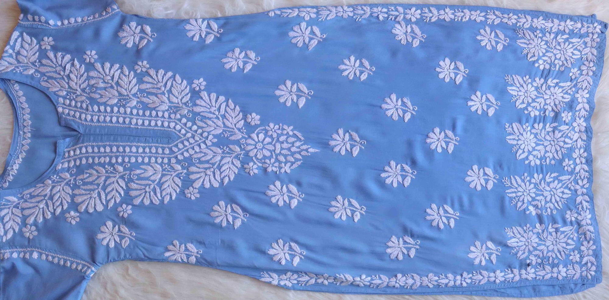 Mehr Ice Blue Long Modal Kurta