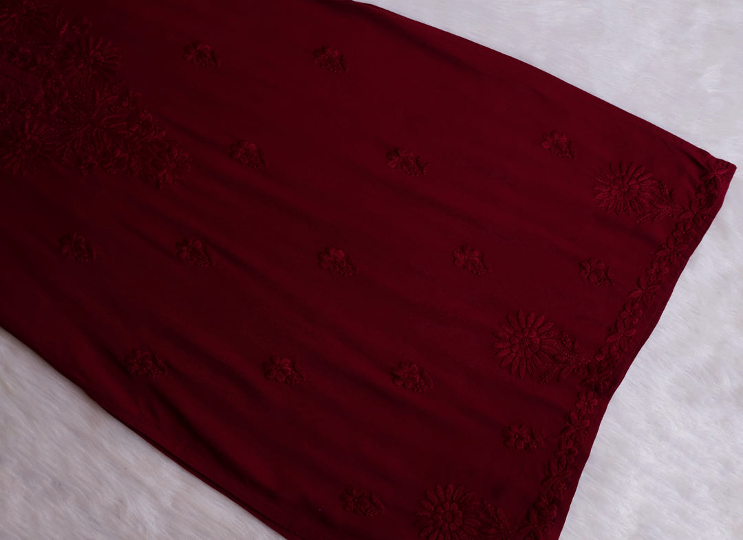 Mahnoor Maroon Long Rayon Kurta