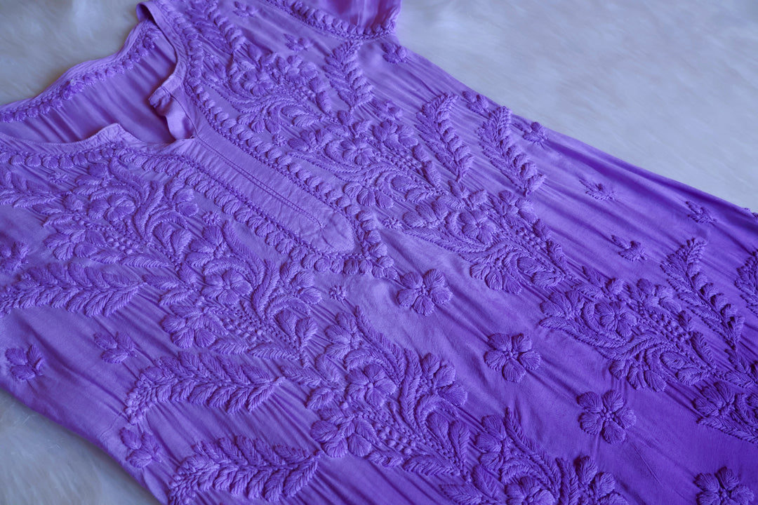 Yalina Purple Pure Muslin Kurta