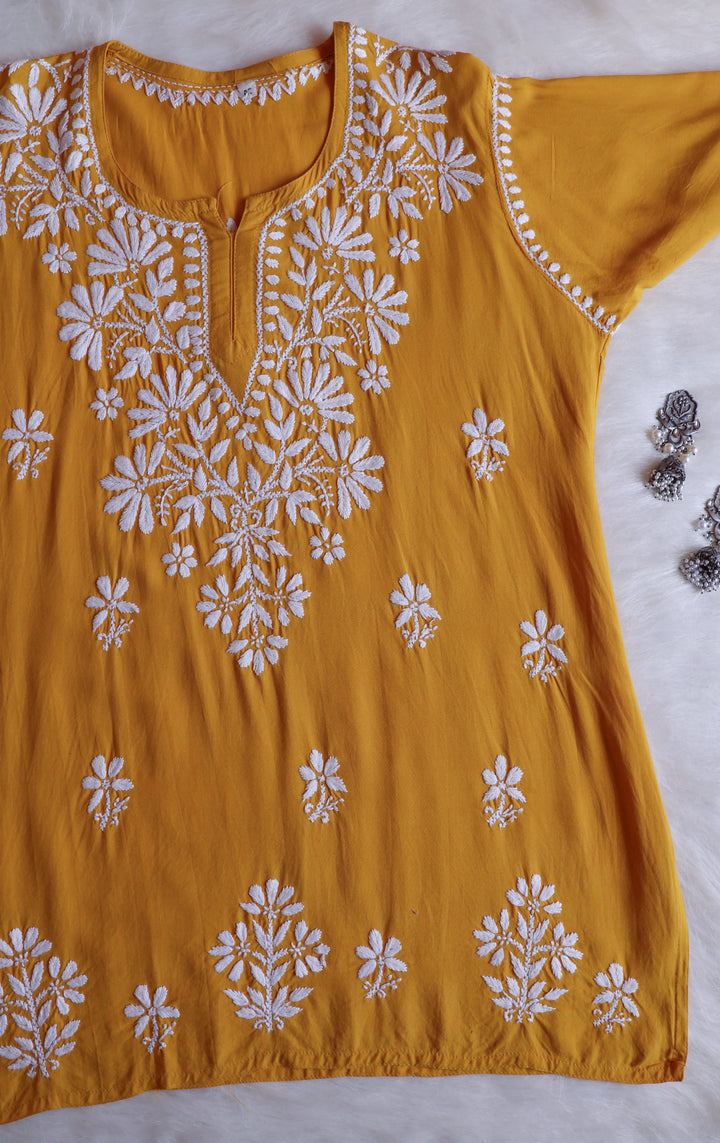 Aayat Mustard Short Rayon Kurta