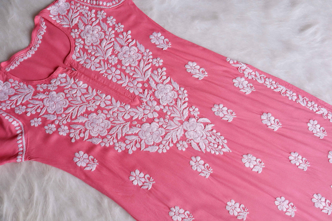 Benafsha Rose Pink Rayon Kurta Pant set