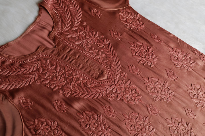 Mehr Rose Brown Modal Silk short top