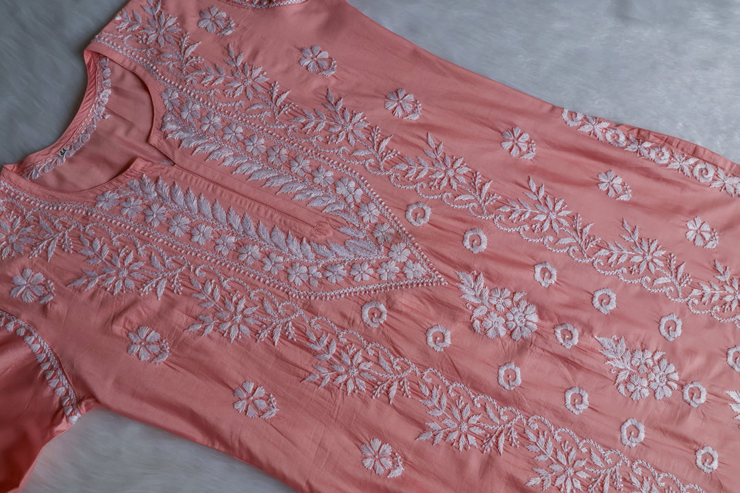 Zargul Rose Brown Premium Chanderi Silk Kurta