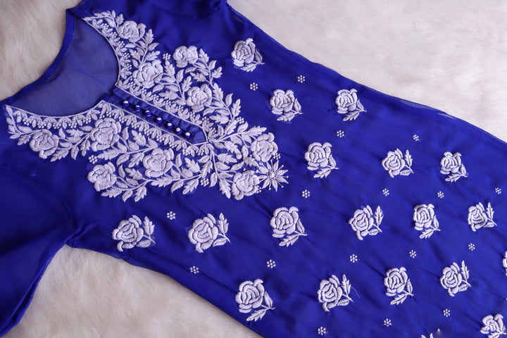 Daneen Royal Blue Long Georgette Kurta