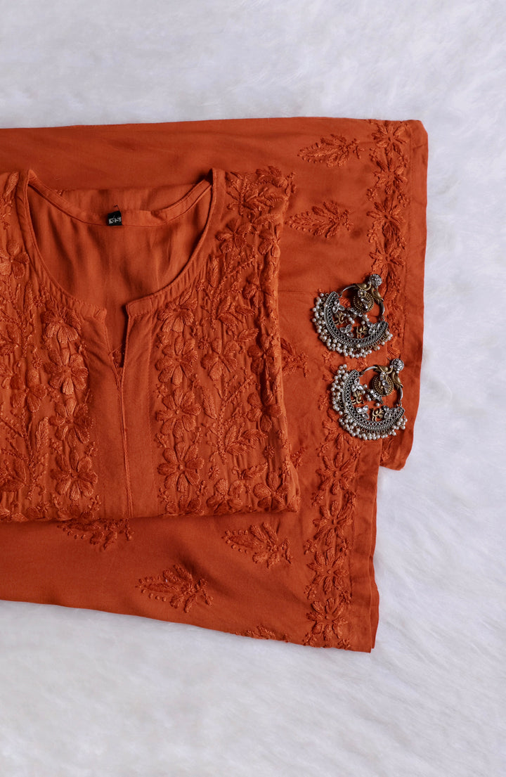Nazakat Orange 2 piece Rayon set