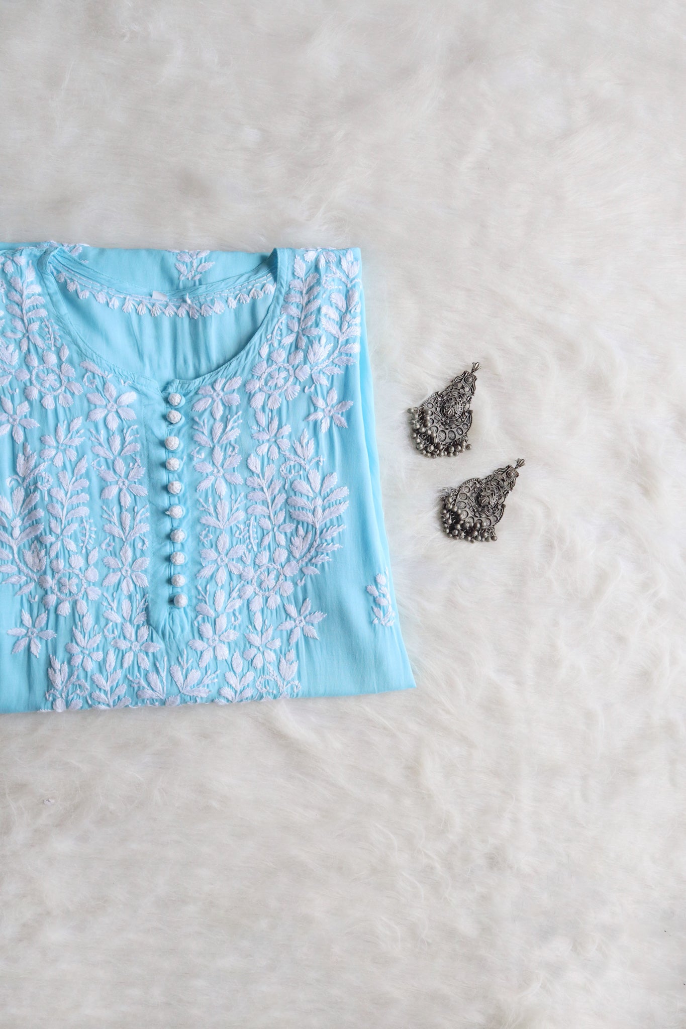 Duaa Sky Blue Long Modal Kurta