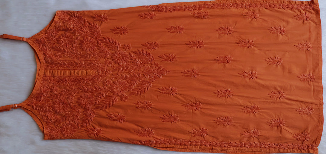 Noor Rust Sleeveless Pure Cotton Long Kurta