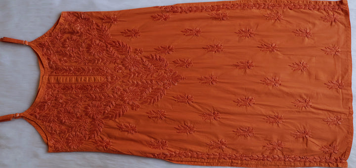 Noor Rust Sleeveless Pure Cotton Long Kurta