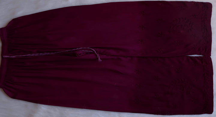 Laila Deep Purple Rayon 3 Piece Set - Noor Chikankari