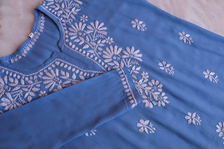 Aayat Ice Blue Short Rayon Kurta