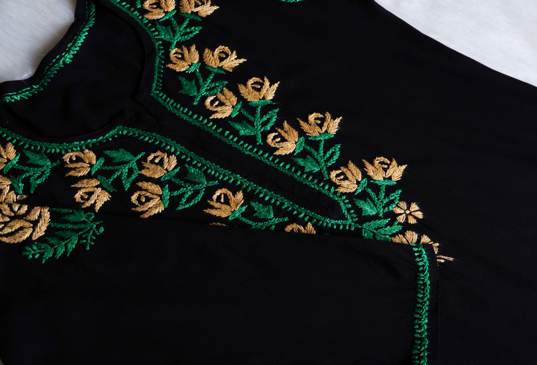 Gul-E-Jahaan Black & Beige Rayon Kurta Set