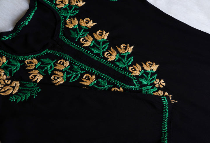 Gul-E-Jahaan Black & Beige Rayon Kurta Set