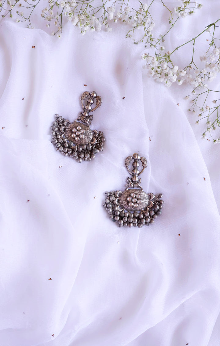 Chunky Oxidised Silver chandelier earrings