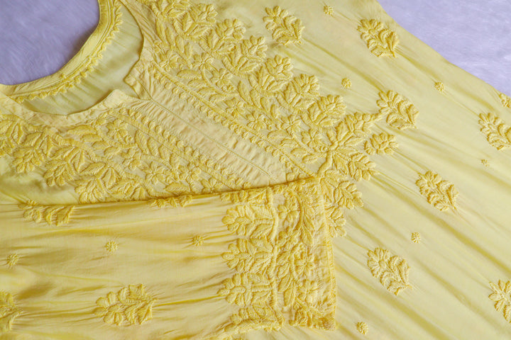 MehrNaaz Lemon Yellow Pure Muslin Kurta