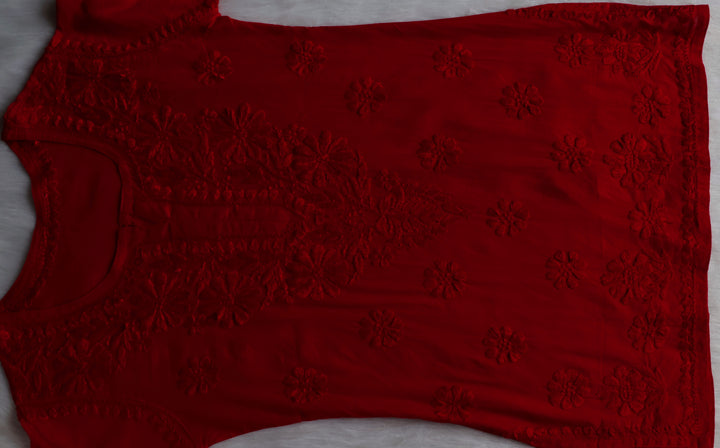 Nazakat Red Cotton short kurta