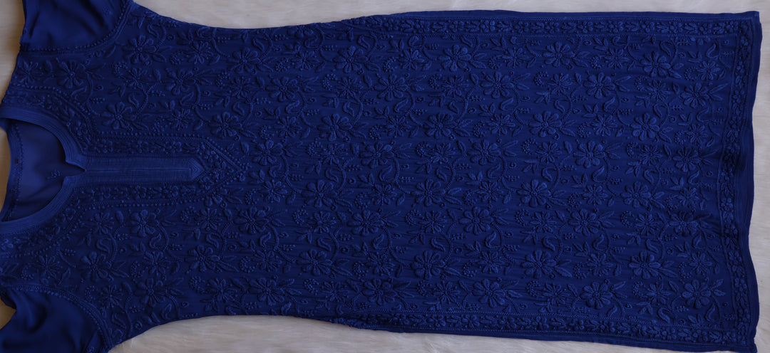 Alayna Royal Blue Jaal Viscose Georgette Kurta