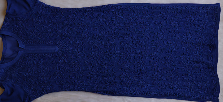Alayna Royal Blue Jaal Viscose Georgette Kurta