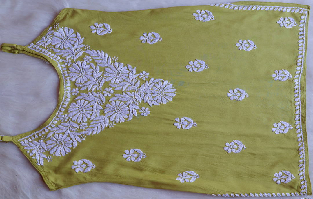 Farhaa Lime Green Short Sleeveless Kurta