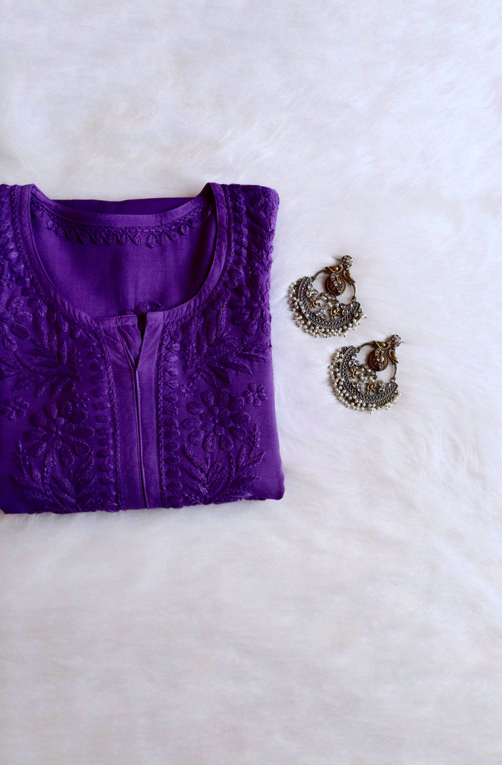 Zainab Purple Ombre Long Rayon Kurta