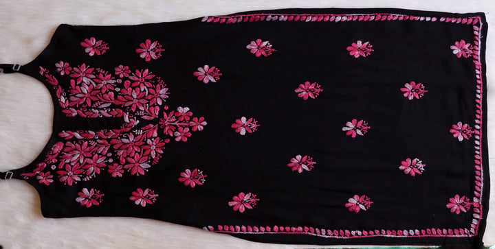 Sanam Black & Pink Noodle Strap 3 Piece Kurta set