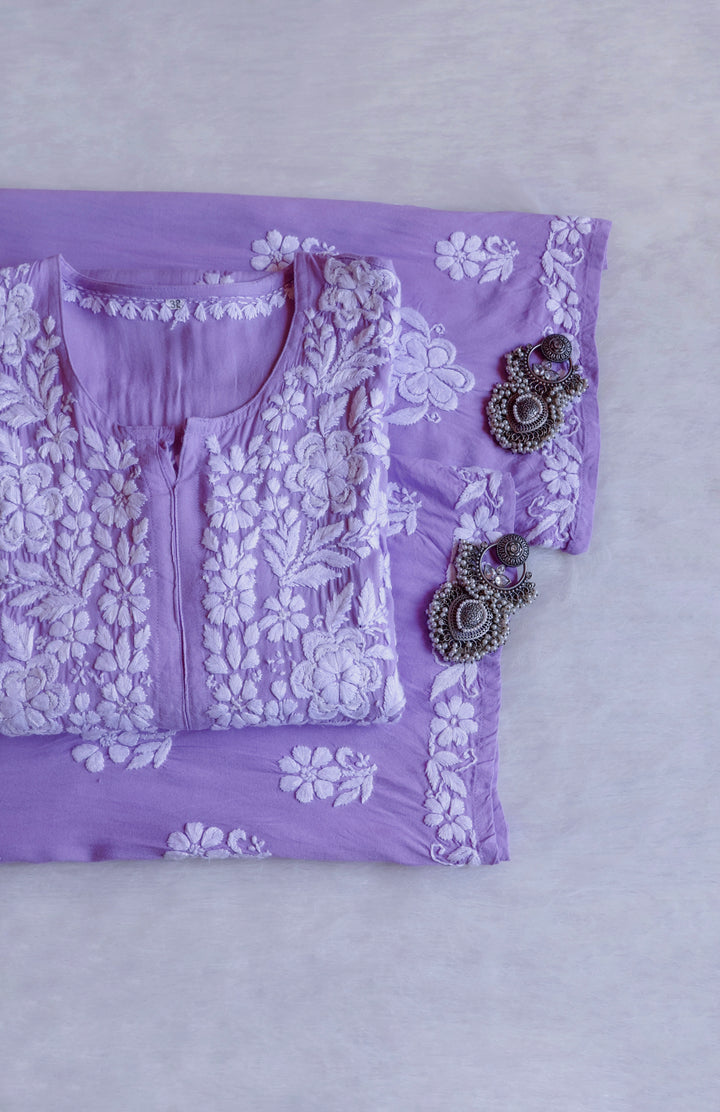 Benafsha Lavender Rayon Kurta Pant set