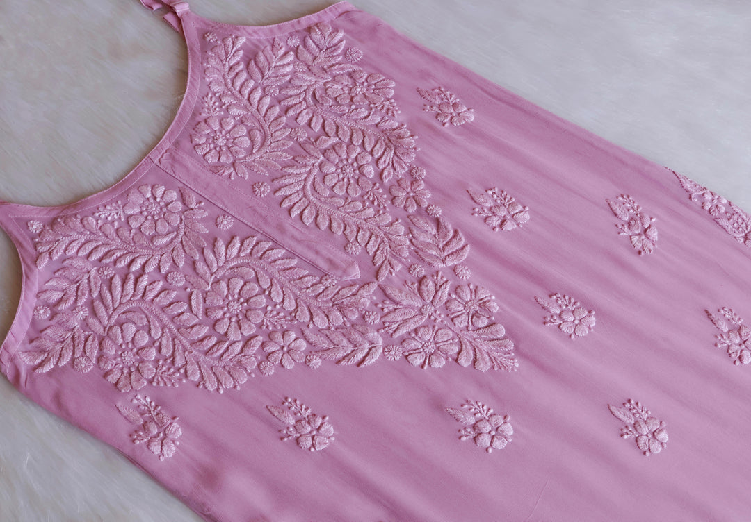 Hana Dusty Purple Long Viscose Noodle Strap Kurta