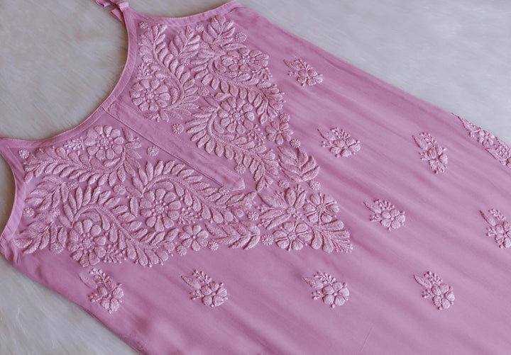 Hana Dusty Purple Long Viscose Noodle Strap Kurta