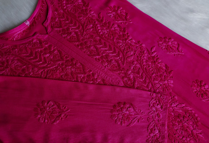 Duaa Deep Pink Long Ombre Rayon Kurta