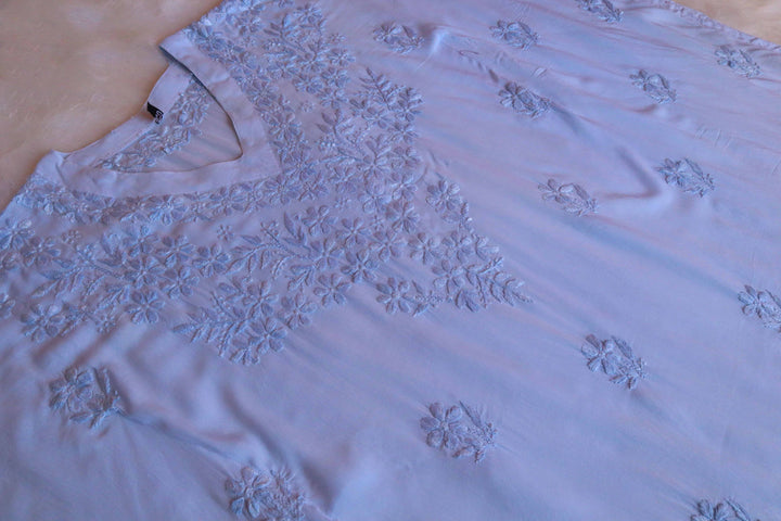 Sadiya Ice Blue Luxe Muslin Kaftan