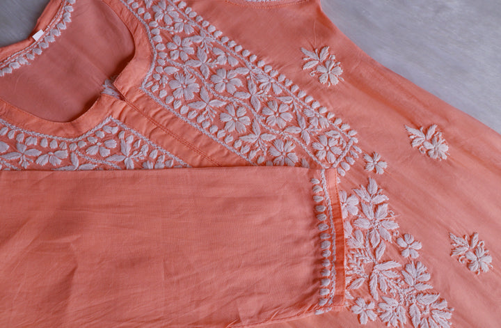 Waliya Peach Cotton Kurta