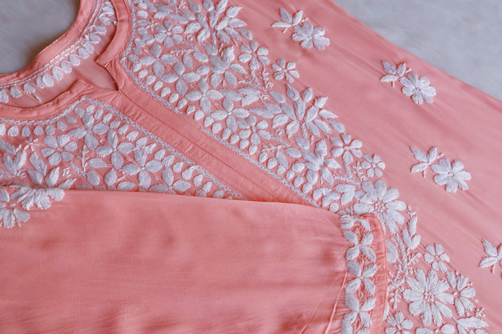 Hayaa Peach Pure Modal Kurta