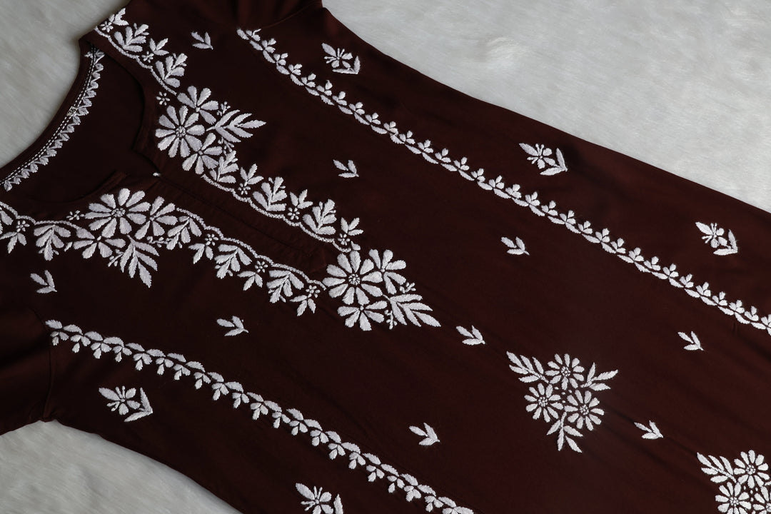 Zainab Chocolate Brown Long Rayon kurta