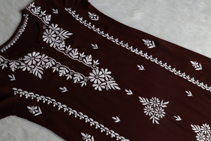 Zainab Chocolate Brown Long Rayon kurta