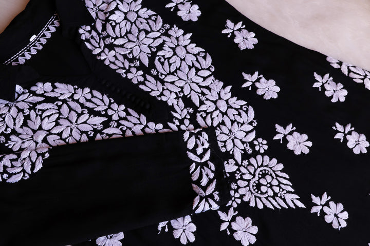 Maahi Black Rayon Coord set - Noor Chikankari